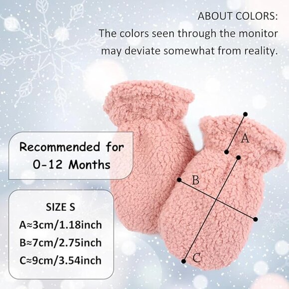 NEW Peecabe 3-Pack Winter Thumbless Baby Mittens Fleece Gloves Cream/Pink/Grey - Picture 2 of 4